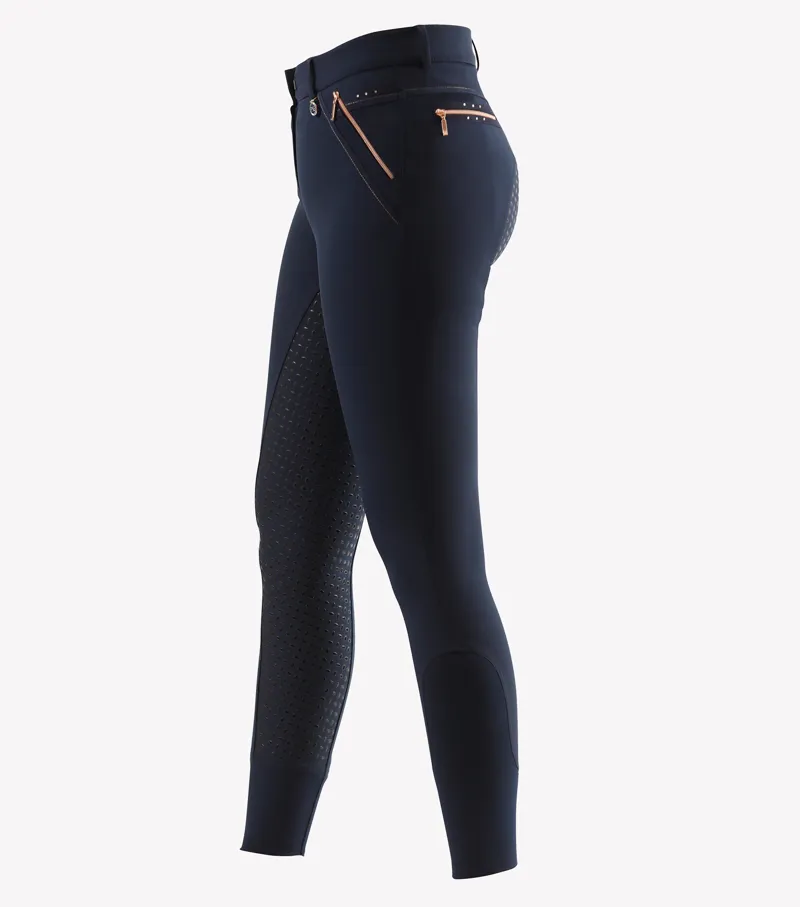 Premier Equine Milliania Ladies Full Seat Gel Riding Breeches Navy - Image 2