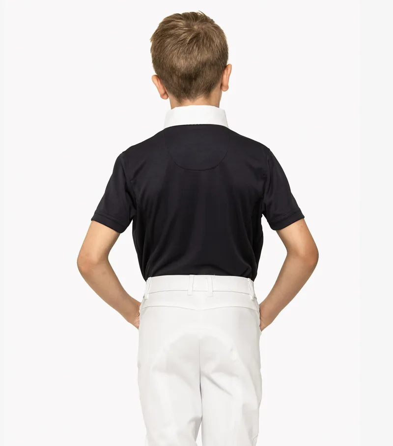 Premier Equine Mini Antonio Boy's Short Sleeve Show Shirt Navy - Image 3
