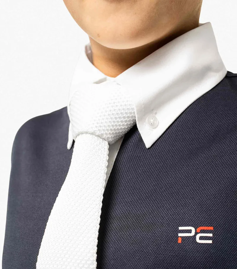 Premier Equine Mini Antonio Boy's Short Sleeve Show Shirt Navy - Image 5