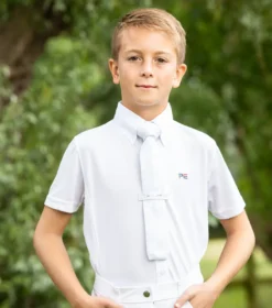 Premier Equine Mini Antonio Boy's Short Sleeve Show Shirt White