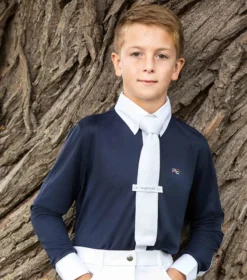Premier Equine Mini Giulio Boy's Long Sleeve Show Shirt Navy