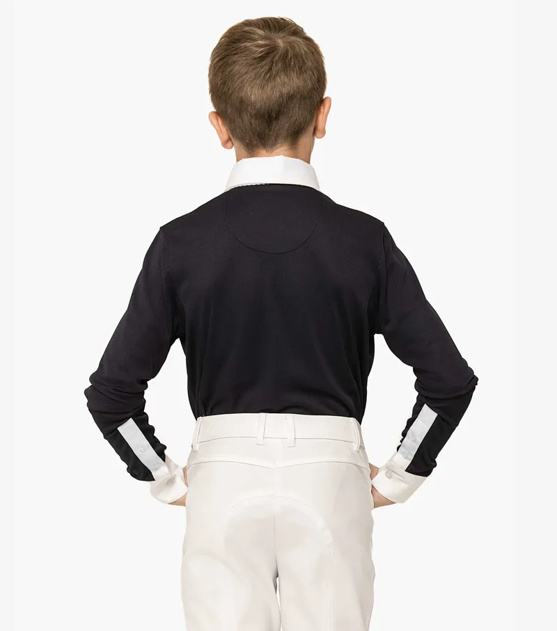 Premier Equine Mini Giulio Boy's Long Sleeve Show Shirt Navy - Image 3
