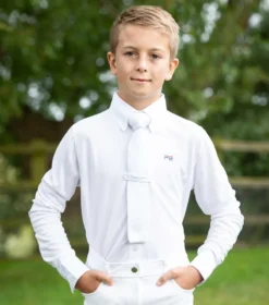 Premier Equine Mini Giulio Boy's Long Sleeve Show Shirt White