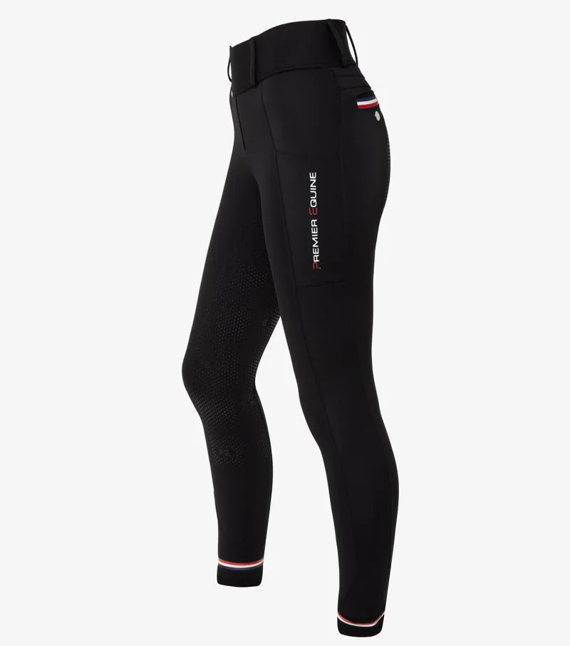 Premier Equine Mirillo Ladies Full Seat Gel Riding Tights Black - Image 2