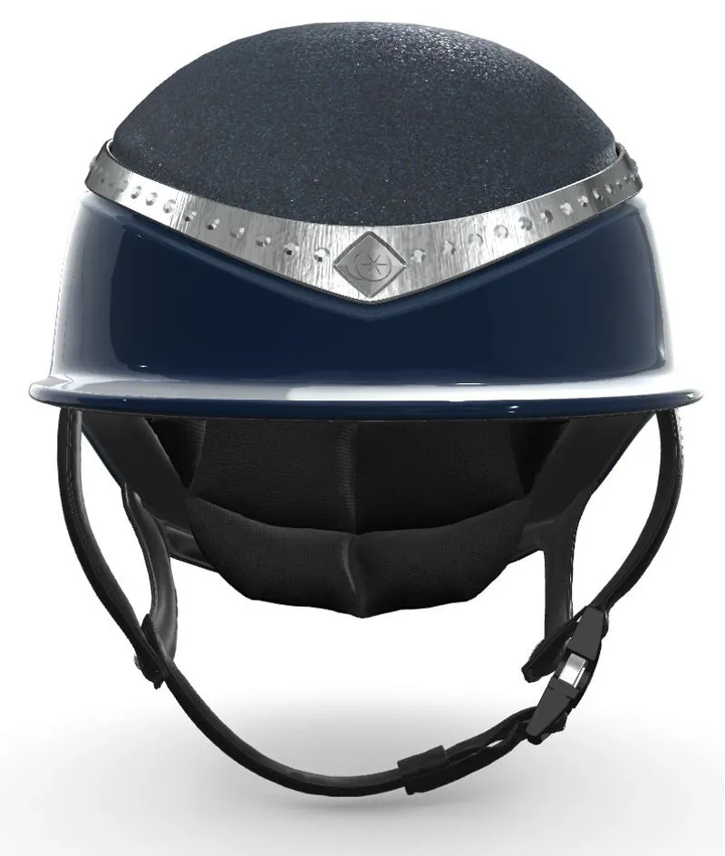 Charles Owen My Halo CX Custom Hat - Navy Crystal / Navy Gloss / Platinum Diamond Halo - Image 2