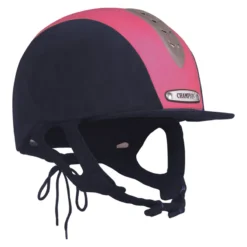 Champion Junior X-Air Plus Riding Hat In Navy Hot Pink