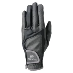 Hy Sport Active Riding Gloves In Black/Pencil Point Grey