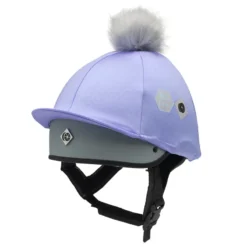 Charles Owen This Esme PomPom Silk Lilac Blue/grey Logo