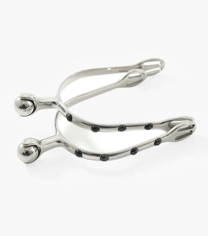 Premier Equine Roller Ball Spurs With Natural Stone Black