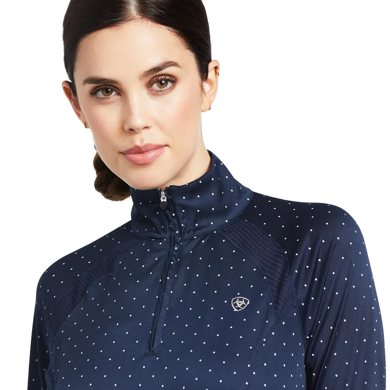 Ariat Women's Sunstopper 2.0 1/4 Zip Baselayer Navy Dot - Image 4