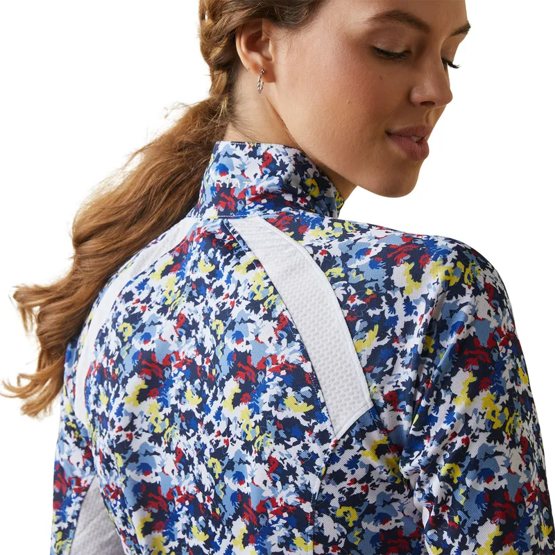 Ariat Women's Sunstopper 2.0 1/4 Zip Baselayer Blue Camo Floral - Image 3