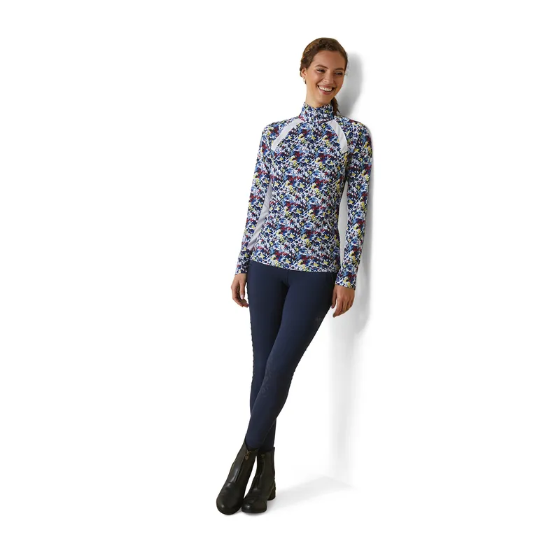 Ariat Women's Sunstopper 2.0 1/4 Zip Baselayer Blue Camo Floral - Image 7