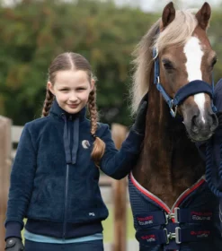 Premier Equine Sasso Girls Teddy Fleece Riding Jacket Navy