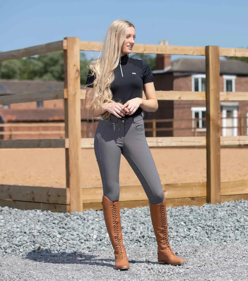 Premier Equine Torrent Ladies Full Seat Gel Riding Breeches Anthracite