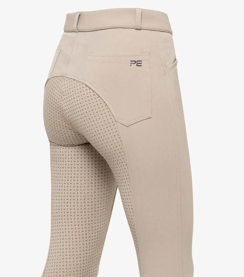Premier Equine Brava Girls Full Seat Gel Riding Breeches Beige - Image 3