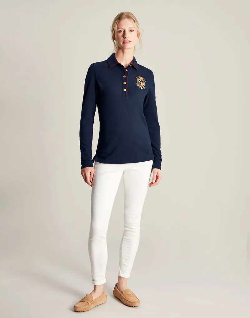 Joules Women's Ashley Long Sleeved Polo - French Navy - Image 6