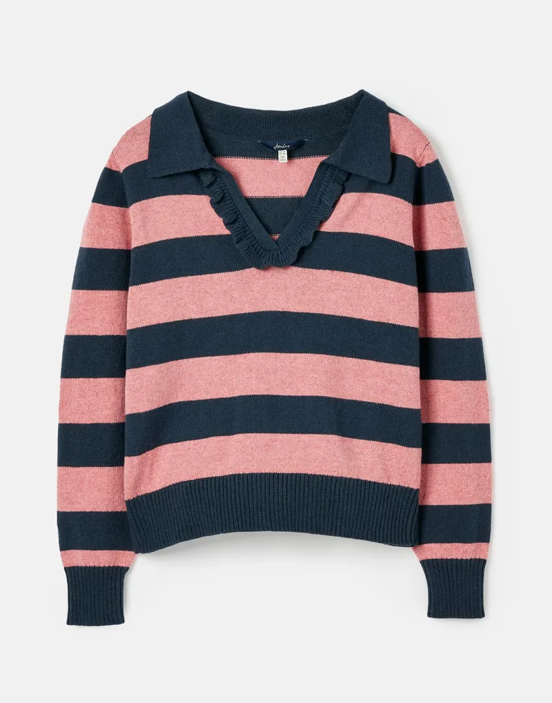 Joules Women's Maddie Striped V-Neck Jumper - Navy Stripe - Image 2
