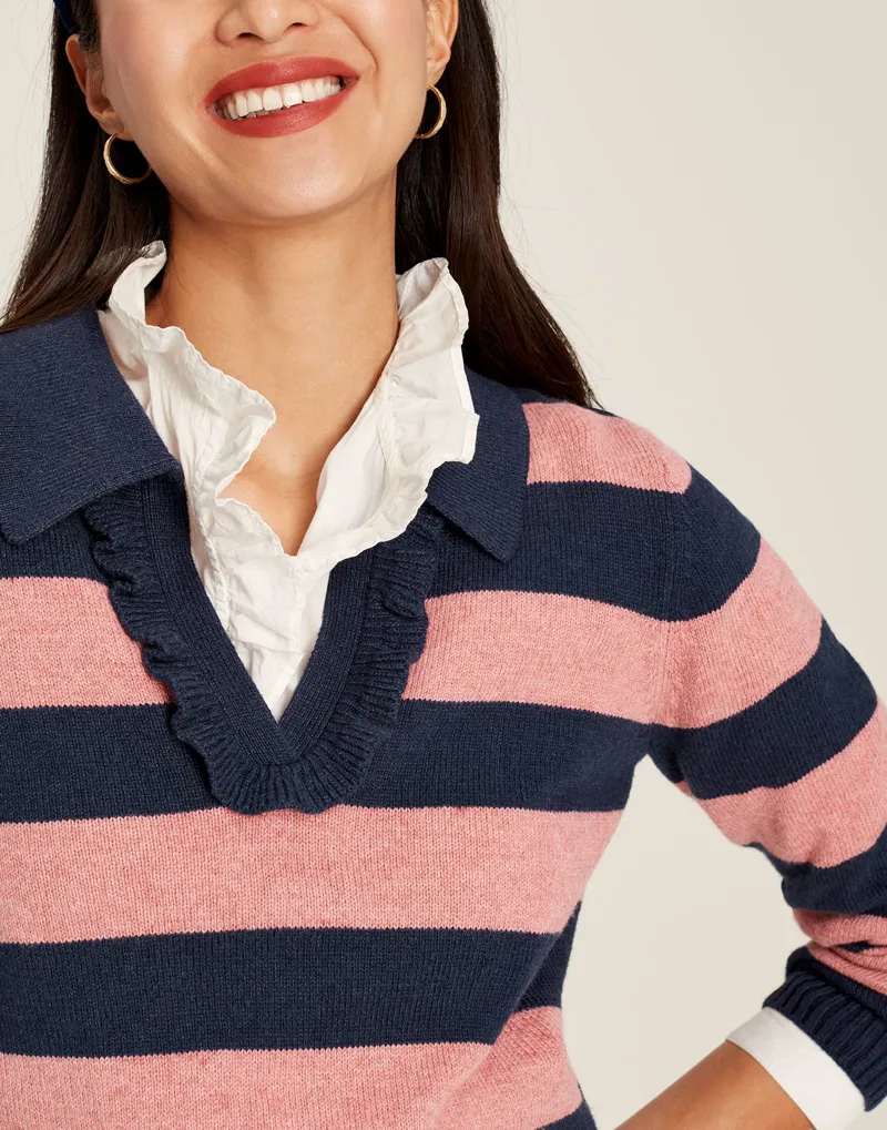 Joules Women's Maddie Striped V-Neck Jumper - Navy Stripe - Image 5