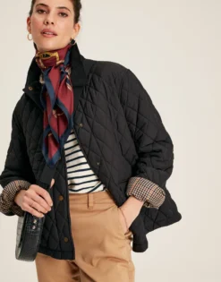 Joules Women's Arlington Cropped Quilted Jacket - Black