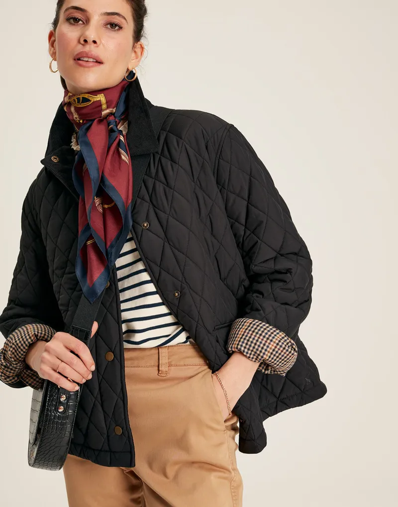 Joules Women's Arlington Cropped Quilted Jacket - Black