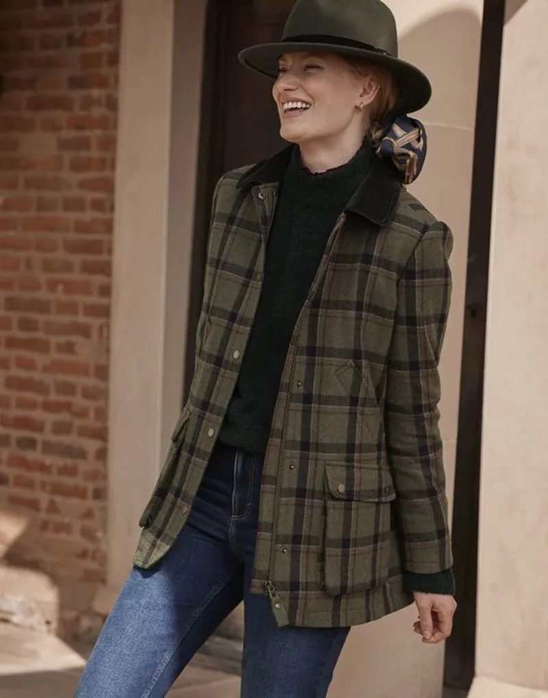 Joules Women's Berkley Fashion Fieldcoat - Green Tweed