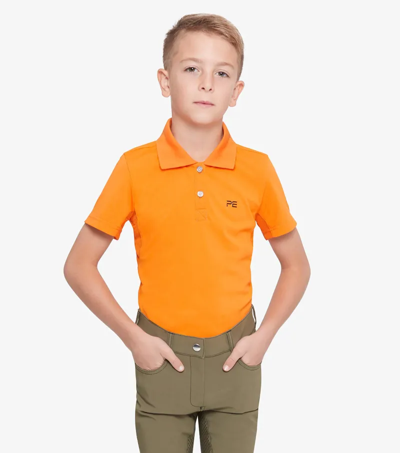 Premier Equine Cisco Junior Unisex Polo Shirt Orange - Image 2