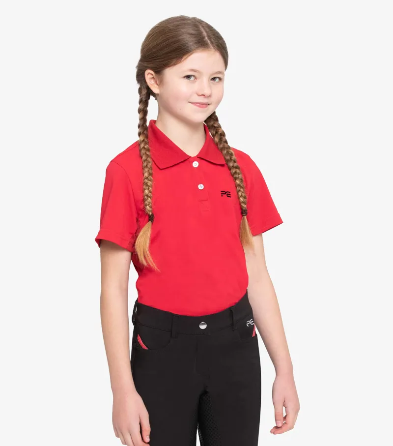 Premier Equine Cisco Junior Unisex Polo Shirt Red