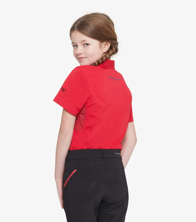 Premier Equine Cisco Junior Unisex Polo Shirt Red - Image 2