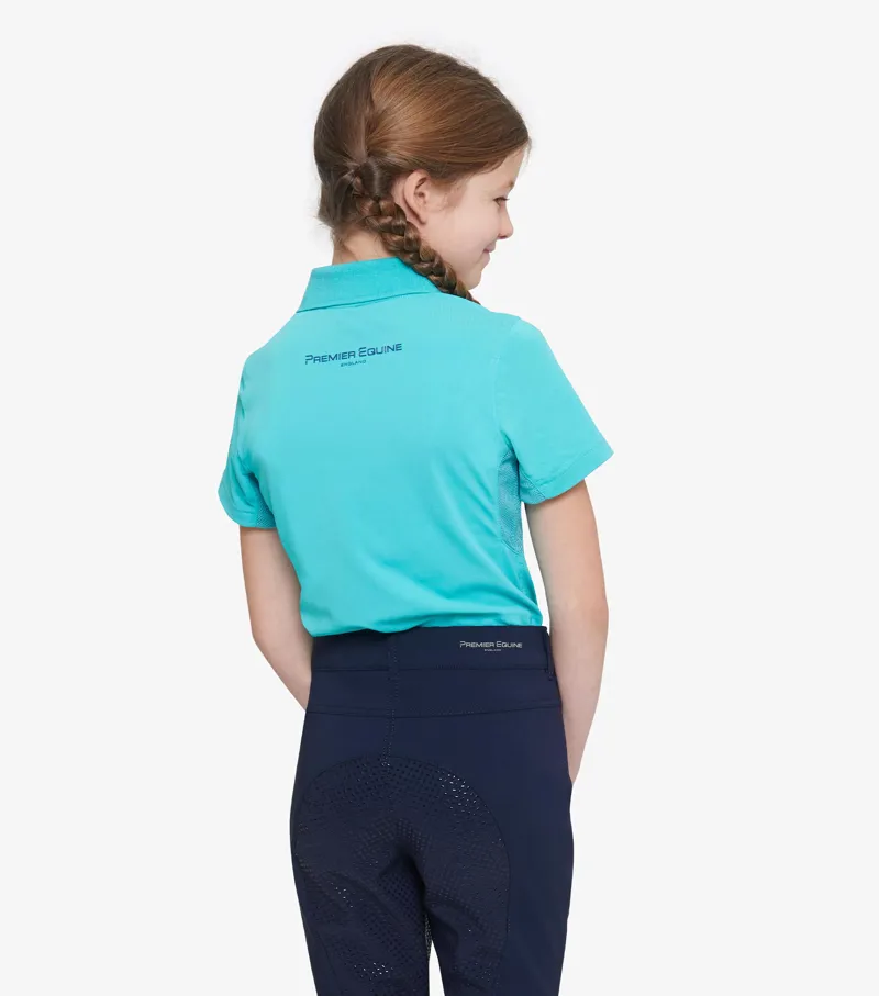 Premier Equine Cisco Junior Unisex Polo Shirt Turquoise - Image 2