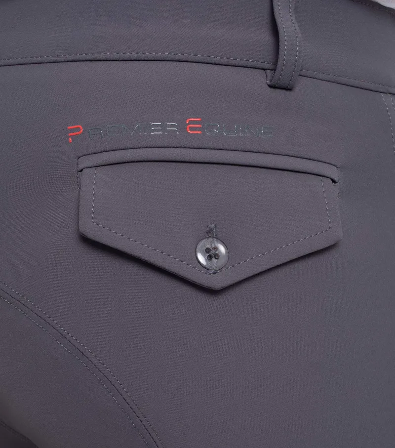 Premier Equine Emilio Men's Gel Knee Riding Breeches Anthracite Grey - Image 4