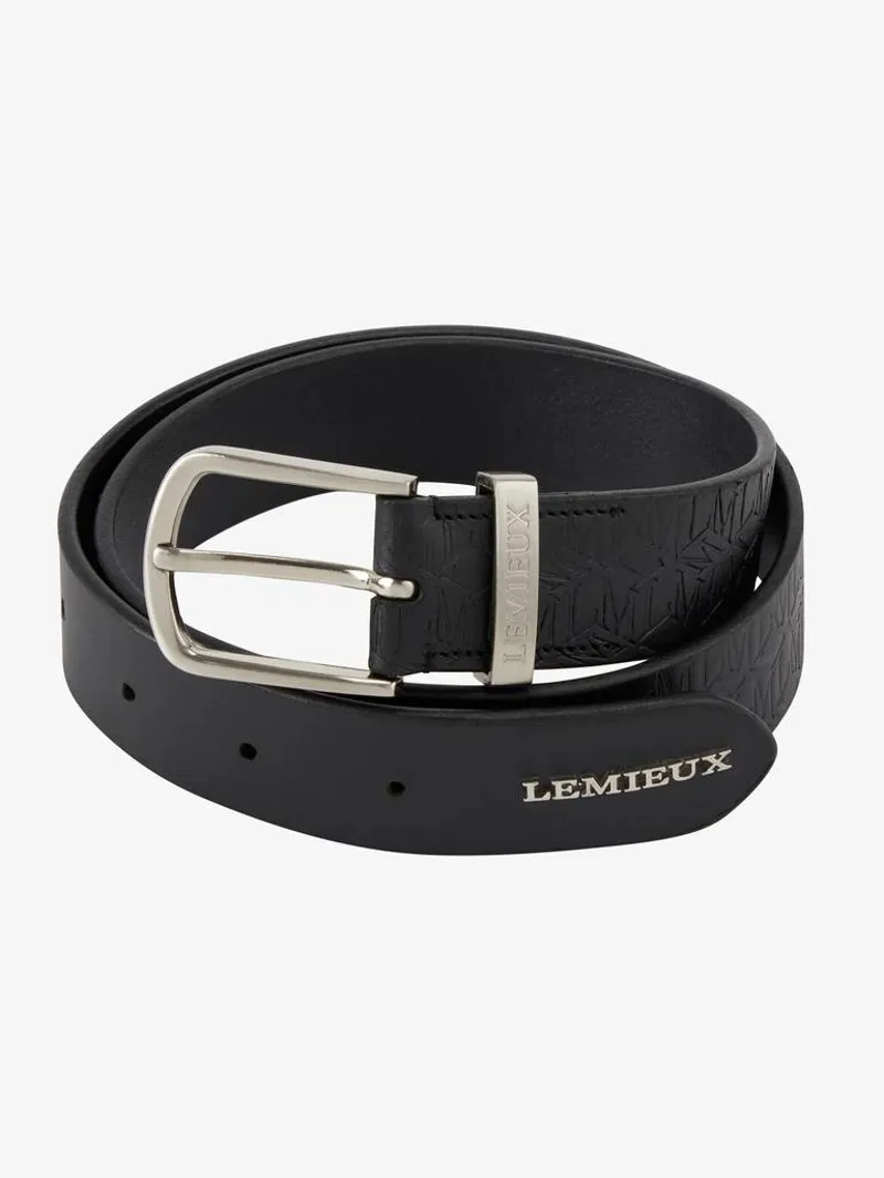LeMieux Debossed Leather Belt Black