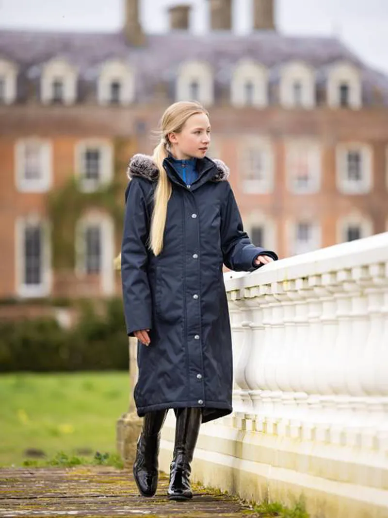 LeMieux Young Rider Long Waterproof Riding Coat Navy - Image 5