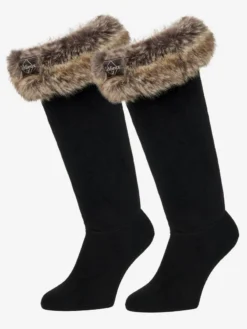 LeMieux Wellington Boot Sock Faux Fur Black