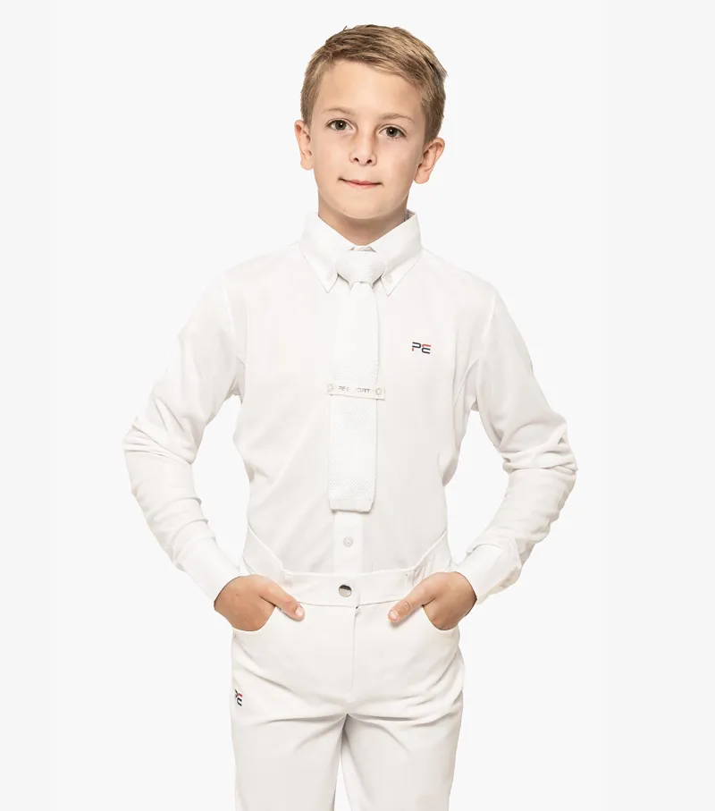 Premier Equine Mini Giulio Boy's Long Sleeve Show Shirt White - Image 2