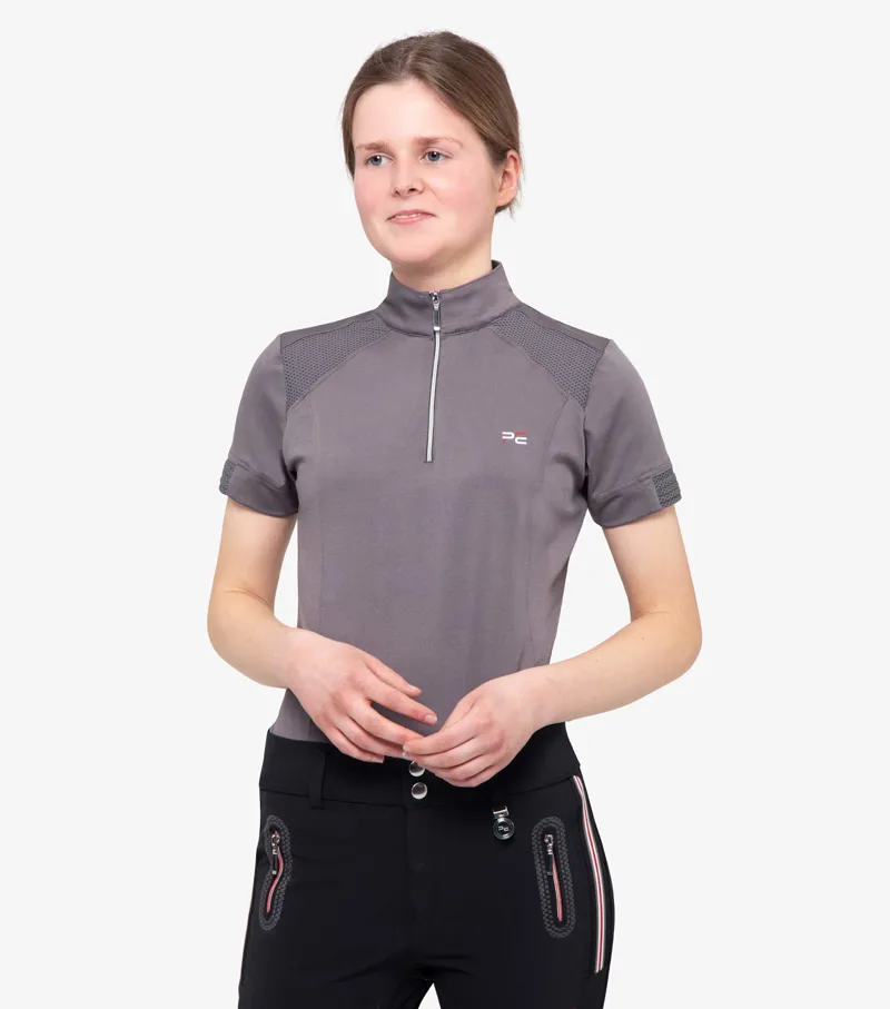 Premier Equine Mini Remisa Girl's Technical Short Sleeve Riding Top Grey - Image 6