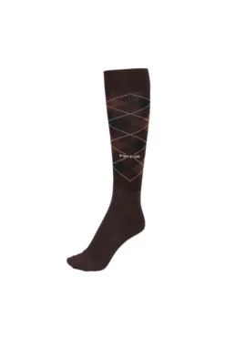 Pikeur Classic Sports Knee Socks Checked Chocolate