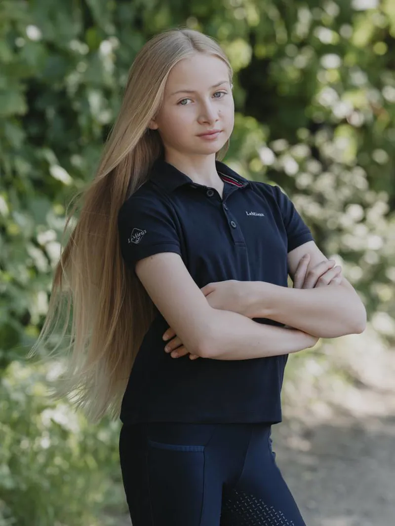 LeMieux Junior Pro Polo Shirt Navy - Image 2