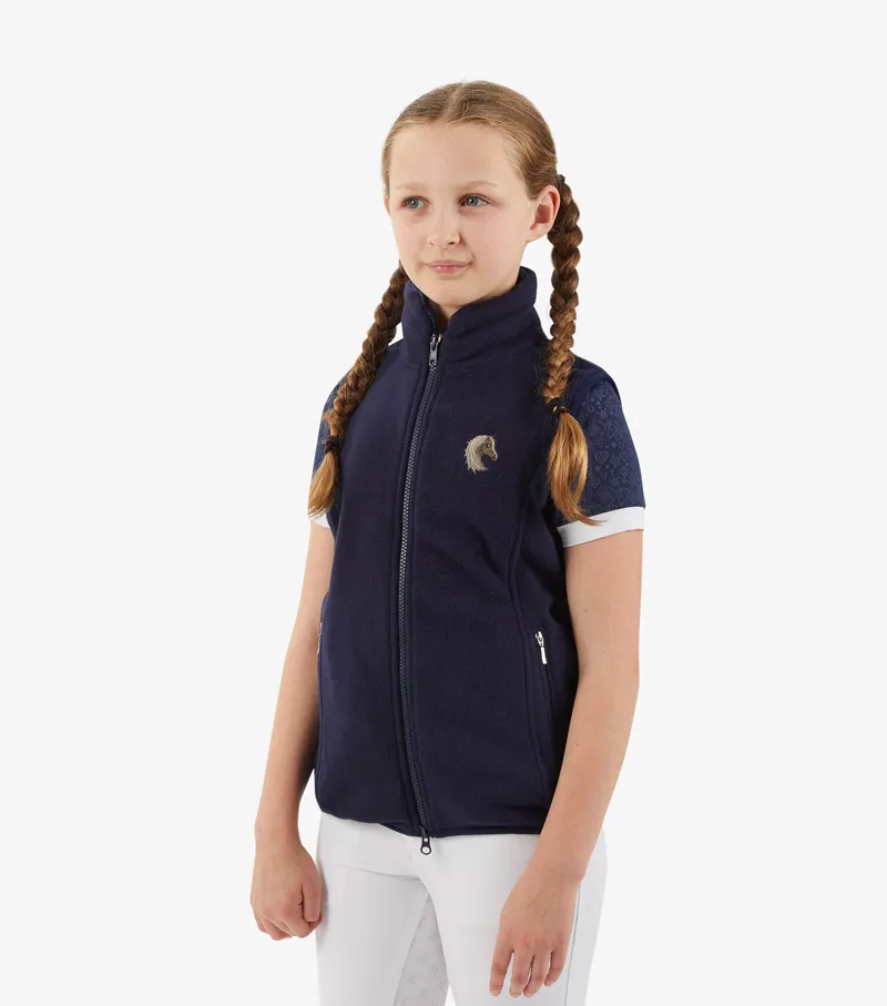 Premier Equine Sellia Girls Fleece Riding Gilet Navy - Image 2