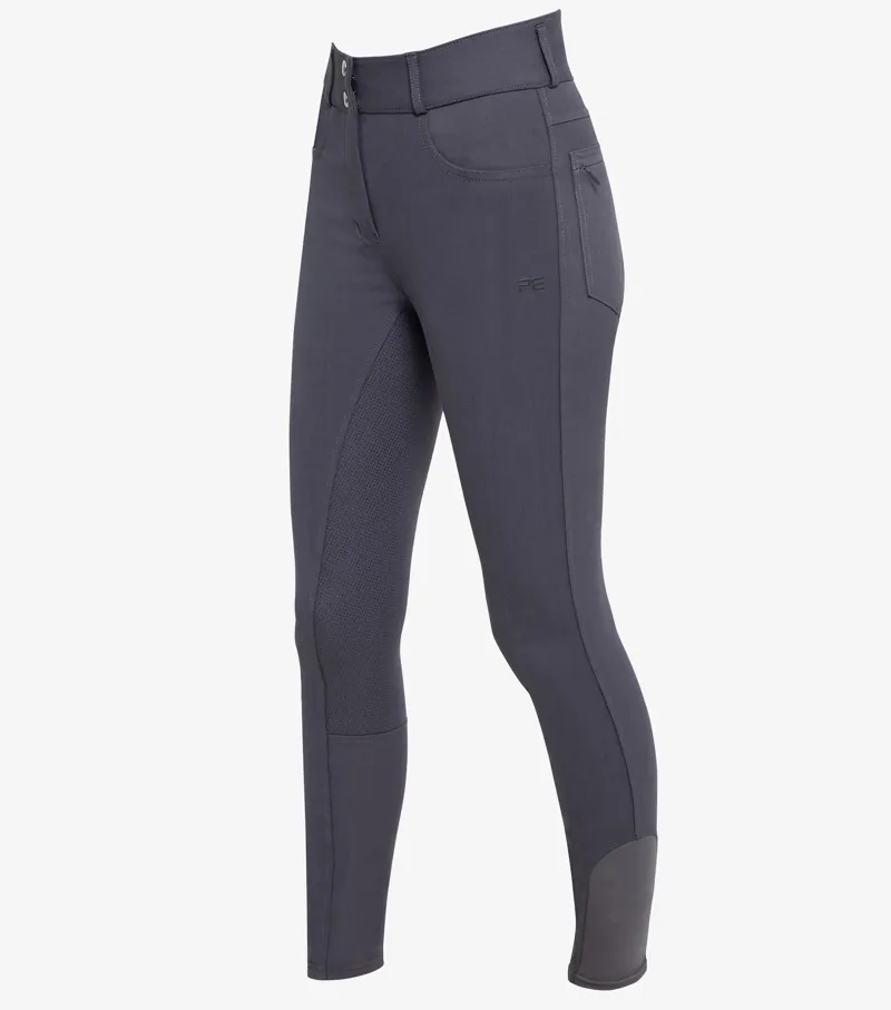 Premier Equine Virtue Ladies Full Seat Gel Riding Breeches Anthracite - Image 2