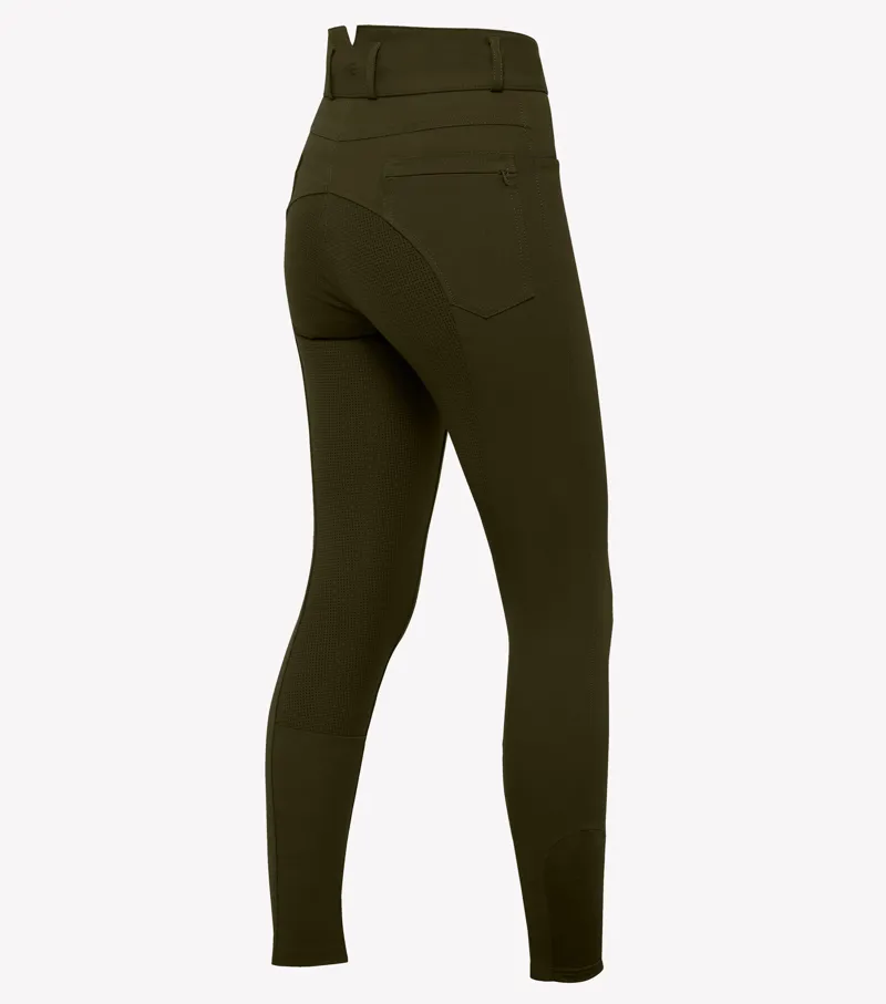 Premier Equine Virtue Ladies Full Seat Gel Riding Breeches Dark Olive - Image 3