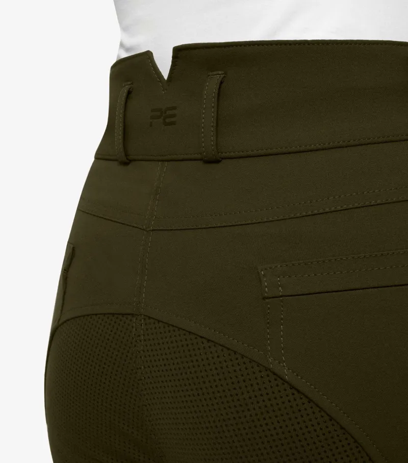 Premier Equine Virtue Ladies Full Seat Gel Riding Breeches Dark Olive - Image 6